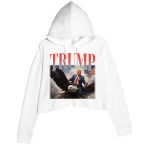 Donald Trump Eagle Usa Maga Crop Fleece Hoodie