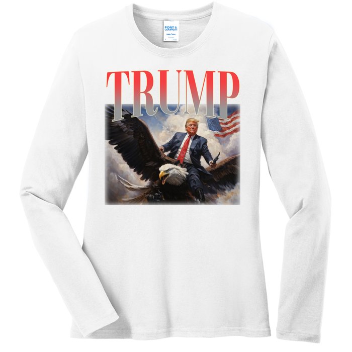 Donald Trump Eagle Usa Maga Ladies Long Sleeve Shirt