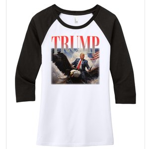 Donald Trump Eagle Usa Maga Women's Tri-Blend 3/4-Sleeve Raglan Shirt