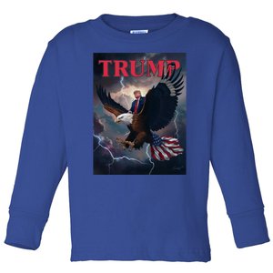 Donald Trump Eagle Usa President 2024 Take America Back Maga Funny Gift Toddler Long Sleeve Shirt