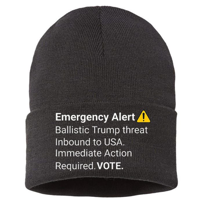 Dislike Trump Emergency Alert System Eas Alarm Voter 2024 Sustainable Knit Beanie