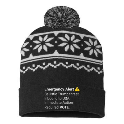 Dislike Trump Emergency Alert System Eas Alarm Voter 2024 USA-Made Snowflake Beanie