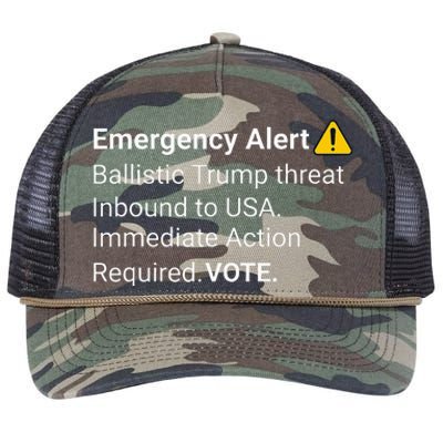 Dislike Trump Emergency Alert System Eas Alarm Voter 2024 Retro Rope Trucker Hat Cap