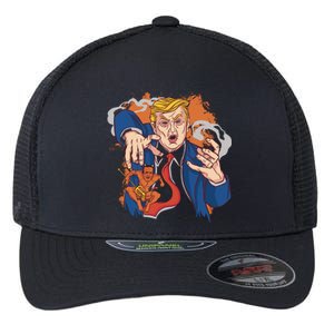 Donald Trump Evil Biden Flexfit Unipanel Trucker Cap