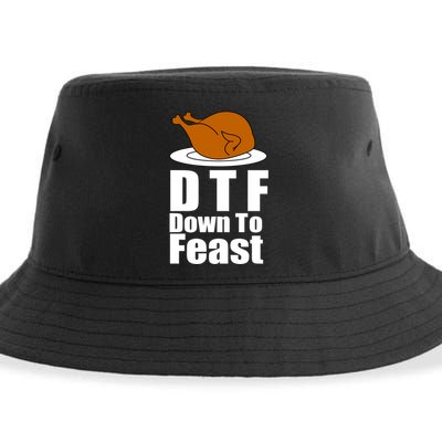 DTF Down To Feast Funny Thanksgiving Sustainable Bucket Hat