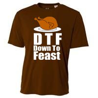 DTF Down To Feast Funny Thanksgiving Cooling Performance Crew T-Shirt