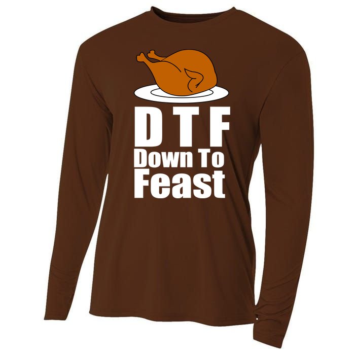 DTF Down To Feast Funny Thanksgiving Cooling Performance Long Sleeve Crew