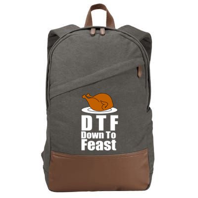 DTF Down To Feast Funny Thanksgiving Cotton Canvas Backpack