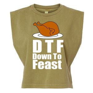 DTF Down To Feast Funny Thanksgiving Garment-Dyed Women's Muscle Tee