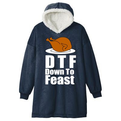 DTF Down To Feast Funny Thanksgiving Hooded Wearable Blanket