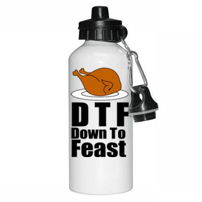 DTF Down To Feast Funny Thanksgiving Aluminum Water Bottle