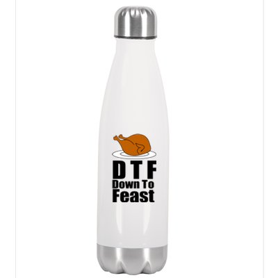 DTF Down To Feast Funny Thanksgiving Stainless Steel Insulated Water Bottle