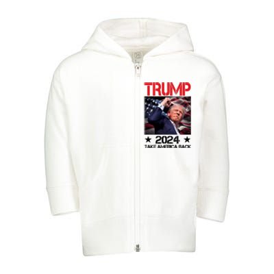 Donald Trump Fist Pump Take America Back 2024 Usa Toddler Zip Fleece Hoodie