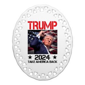 Donald Trump Fist Pump Take America Back 2024 Usa Ceramic Oval Ornament