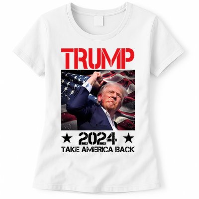 Donald Trump Fist Pump Take America Back 2024 Usa Womens T-Shirt