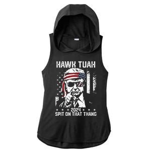 Donal Trump Funny Hawk Tush Spit On That Thang Ladies PosiCharge Tri-Blend Wicking Draft Hoodie Tank