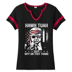 Donal Trump Funny Hawk Tush Spit On That Thang Ladies Halftime Notch Neck Tee