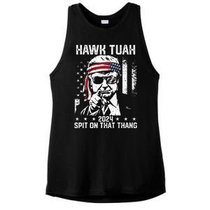 Donal Trump Funny Hawk Tush Spit On That Thang Ladies PosiCharge Tri-Blend Wicking Tank