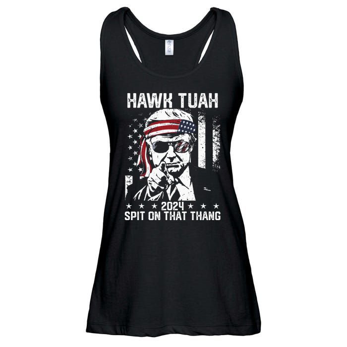 Donal Trump Funny Hawk Tush Spit On That Thang Ladies Essential Flowy Tank