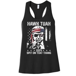 Donal Trump Funny Hawk Tush Spit On That Thang Women's Racerback Tank