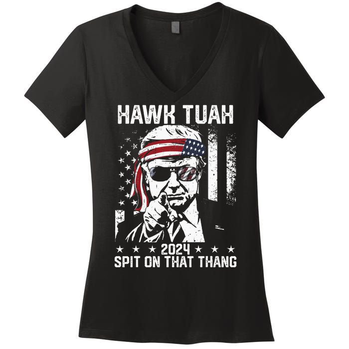 Donal Trump Funny Hawk Tush Spit On That Thang Women's V-Neck T-Shirt