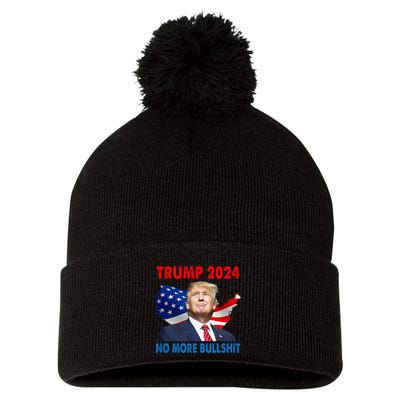 Donald Trump For President 2024 No More Bullshit Pom Pom 12in Knit Beanie