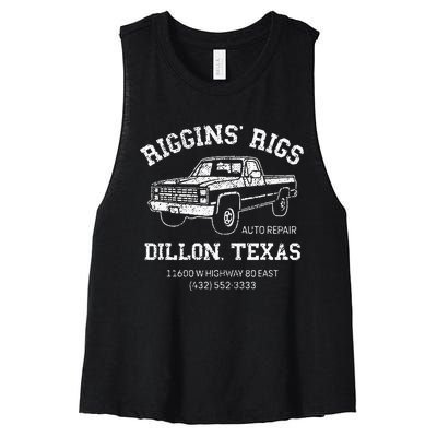 Dillon Texas Football Fan Auto Repair Riggins Rigs Women's Racerback Cropped Tank