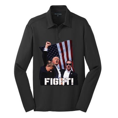 Donald Trump Fight Fighting Fighters Supporters Americans Silk Touch Performance Long Sleeve Polo