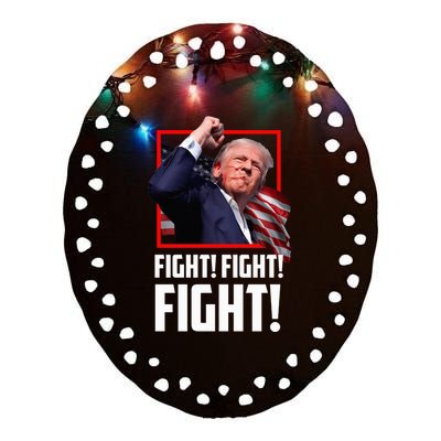 Donald Trump Fight Fighting Fighters Supporters Americans Ceramic Oval Ornament