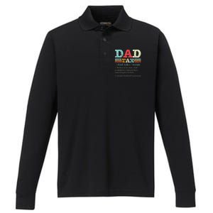 Dad Tax Funny Dad Tax Definition Fathers Day Performance Long Sleeve Polo