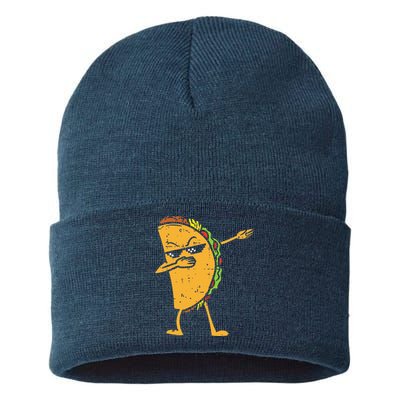 Dabbing Taco Funny Cinco De Mayo Dab Dance Sustainable Knit Beanie