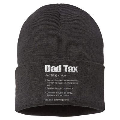 Dad Tax Funny Dad Tax Definition Father's Day Sustainable Knit Beanie