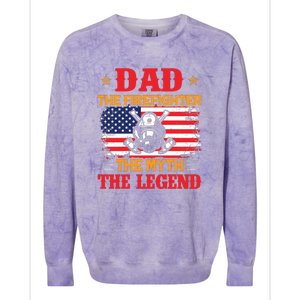 Dad The Firefighter The Myth The Legend Fathers Day Gifts Colorblast Crewneck Sweatshirt