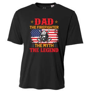 Dad The Firefighter The Myth The Legend Fathers Day Gifts Cooling Performance Crew T-Shirt