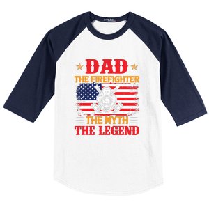 Dad The Firefighter The Myth The Legend Fathers Day Gifts Baseball Sleeve Shirt