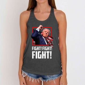 Donald Trump Fight Fighting Fighters Supporters Americans Women's Knotted Racerback Tank