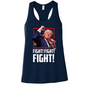 Donald Trump Fight Fighting Fighters Supporters Americans Women's Racerback Tank