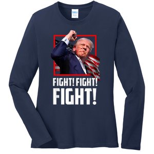 Donald Trump Fight Fighting Fighters Supporters Americans Ladies Long Sleeve Shirt