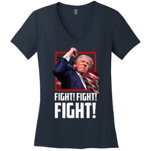 Donald Trump Fight Fighting Fighters Supporters Americans Women's V-Neck T-Shirt