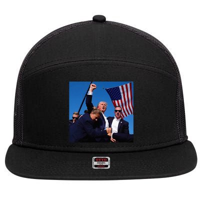 Donald Trump Fight Fist 2024 7 Panel Mesh Trucker Snapback Hat