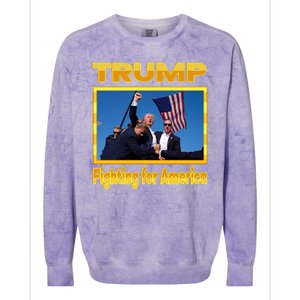 Donald Trump Fighting For America Colorblast Crewneck Sweatshirt