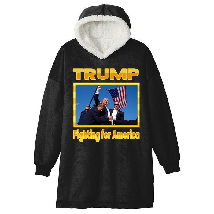 Donald Trump Fighting For America Hooded Wearable Blanket