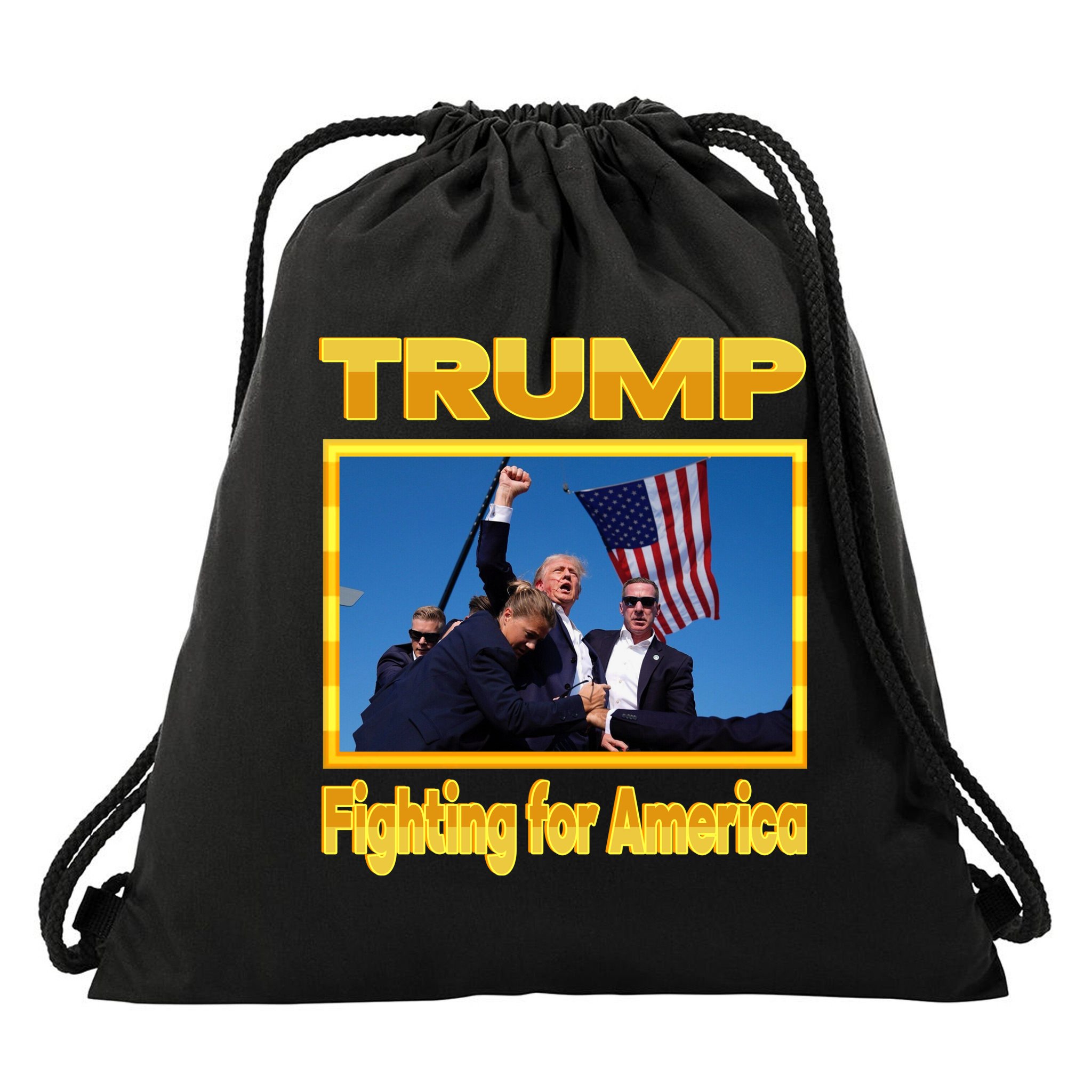 Donald Trump Fighting For America Drawstring Bag