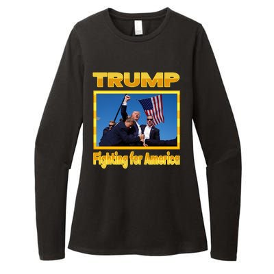 Donald Trump Fighting For America Womens CVC Long Sleeve Shirt