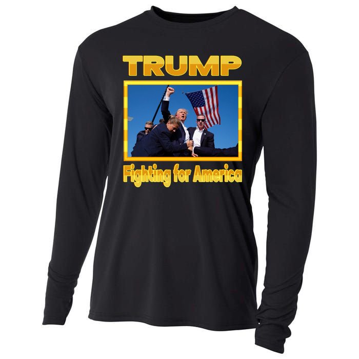 Donald Trump Fighting For America Cooling Performance Long Sleeve Crew