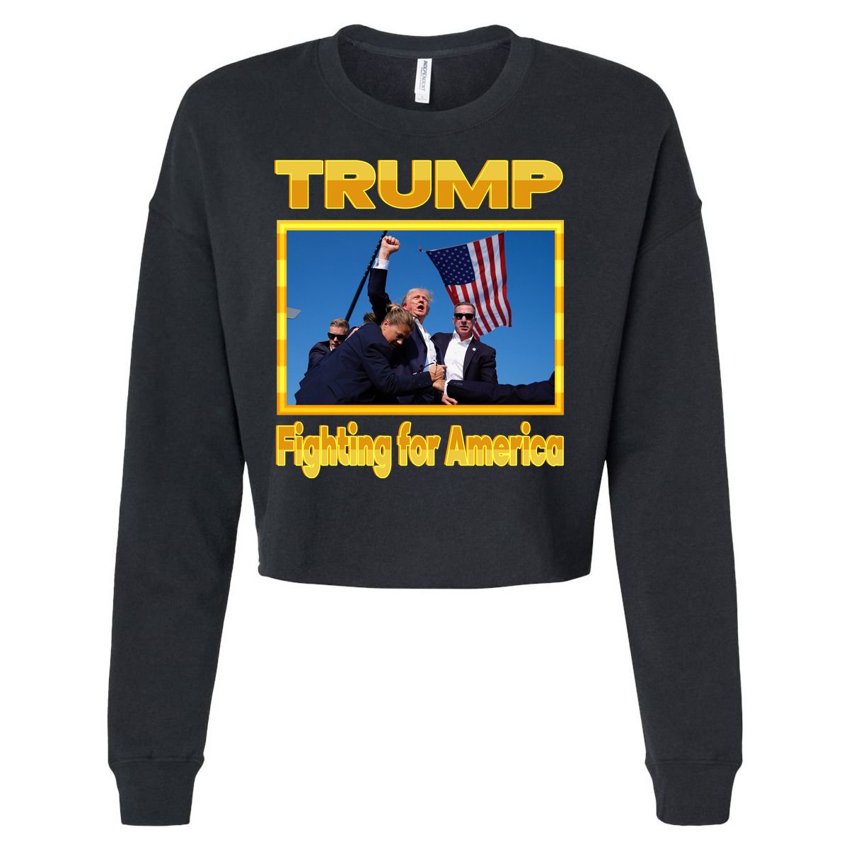 Donald Trump Fighting For America Cropped Pullover Crew