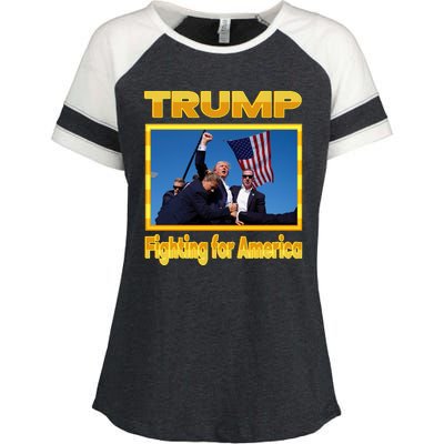 Donald Trump Fighting For America Enza Ladies Jersey Colorblock Tee