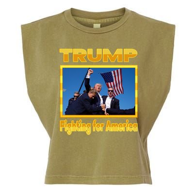 Donald Trump Fighting For America Garment-Dyed Women's Muscle Tee