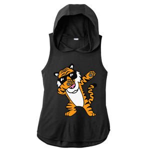 Dabbing Tiger Funny Cool Dancing Big Cat Dab Ladies PosiCharge Tri-Blend Wicking Draft Hoodie Tank