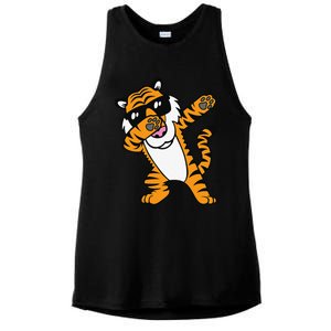 Dabbing Tiger Funny Cool Dancing Big Cat Dab Ladies PosiCharge Tri-Blend Wicking Tank